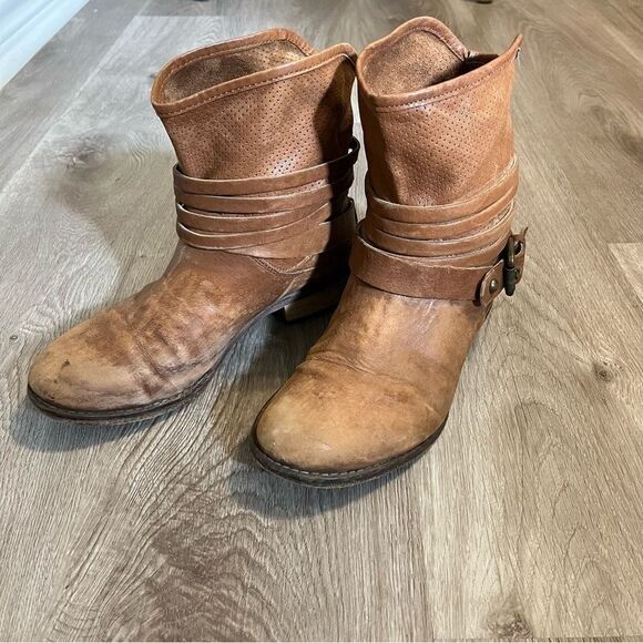 Women's Cuoio Vero Camel Brown Leather Short Boots Booties - Picture 2 of 13